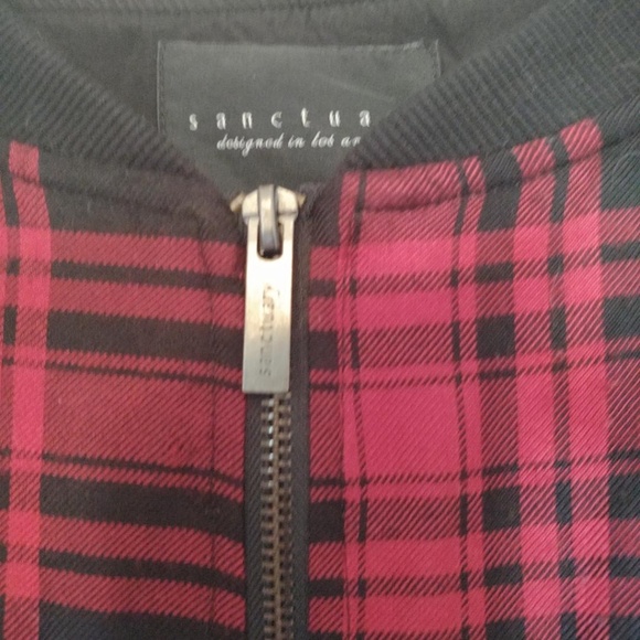 Red and Black Checker Bomber Jacket By "Sanctuary" - Picture 5 of 7